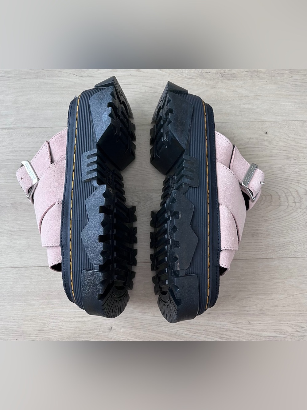 Dr. Martens Pink Suede Chunky Platform Slide Sandals - Picture 5 of 6